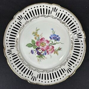 Schwarzenhammer Porcelain Reticulated Plate With Floral Design, Vintage Mid 20th